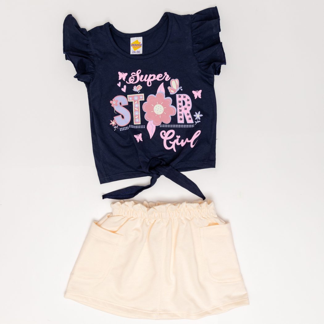 CONJUNTO BB NIÑA CON FALDA BURDA