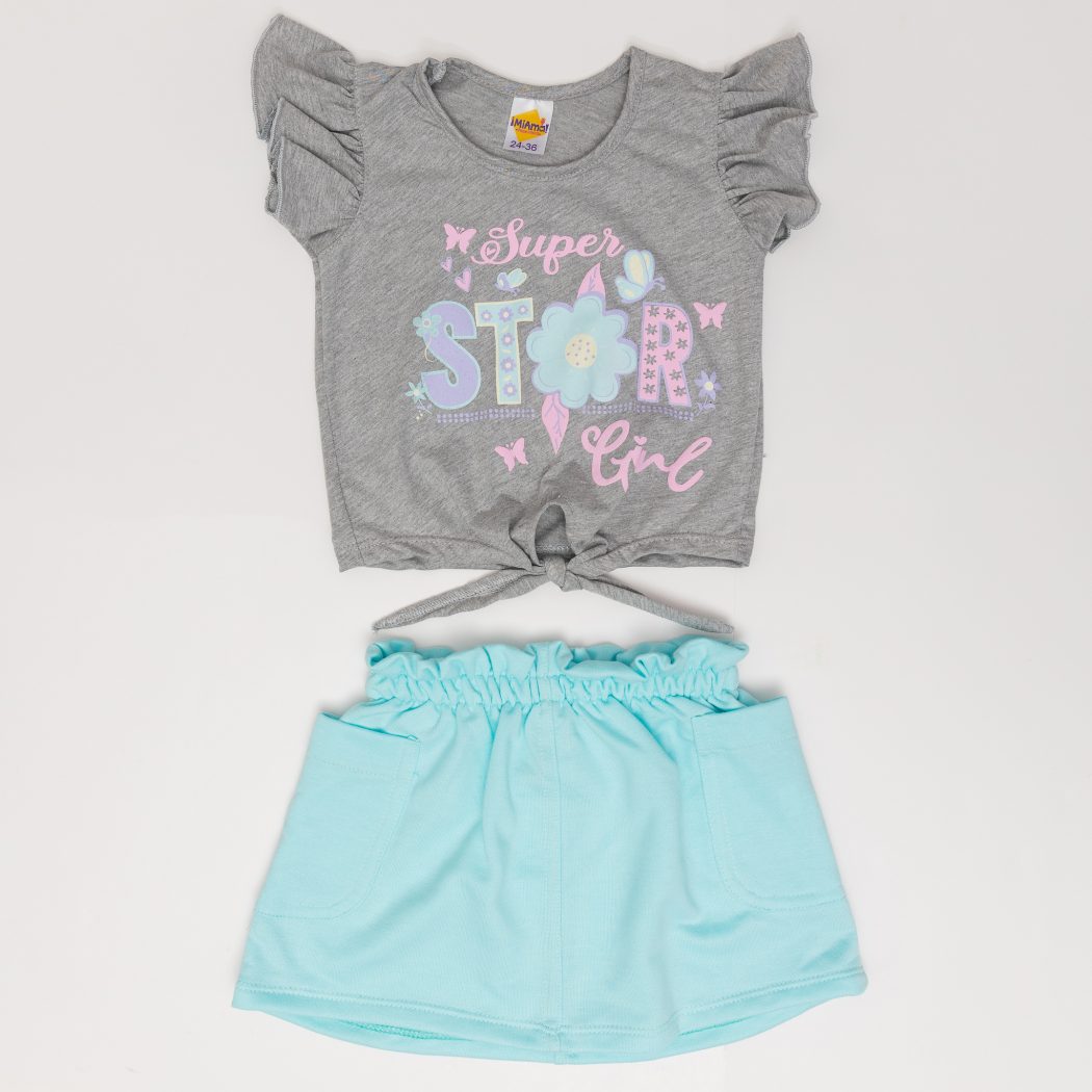 CONJUNTO BB NIÑA CON FALDA BURDA