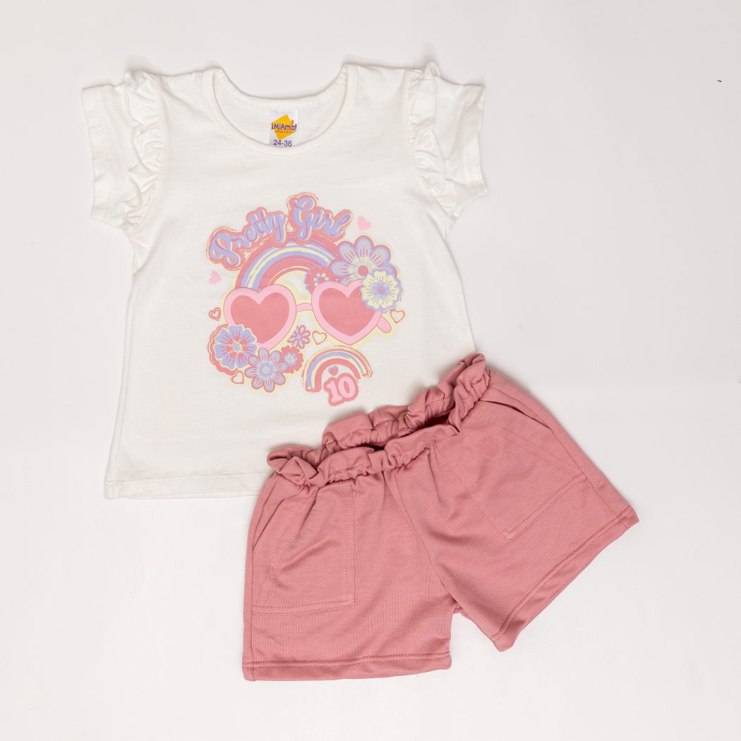 CONJUNTO BEBE NIÑA SHORT BURDA